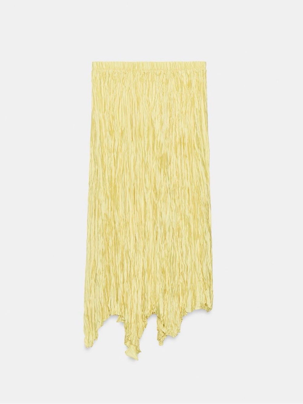 Zara NWT ZW Collection - Yellow Crinkle Midi Skirt in Yellow